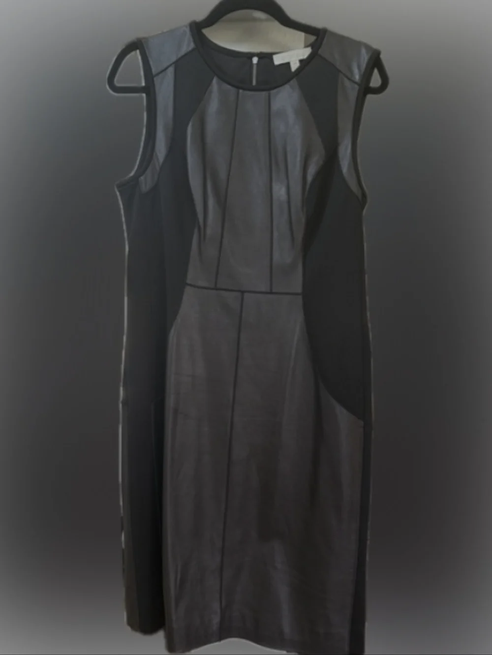 ETCETERA STRETCH REAL LEATHER PANELED & SCUBA FABRIC PENCIL SHEATH DRESS NWOT 6 - Picture 3 of 14